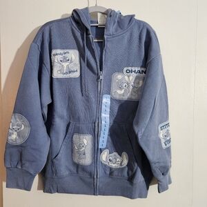 🆕 SIZE L DISNEY HOODIE Lilo & Stitch full zip w/ patches